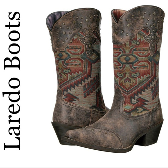 Laredo Shoes - Laredo Distressed Leather Western Boots Aztec 6.5